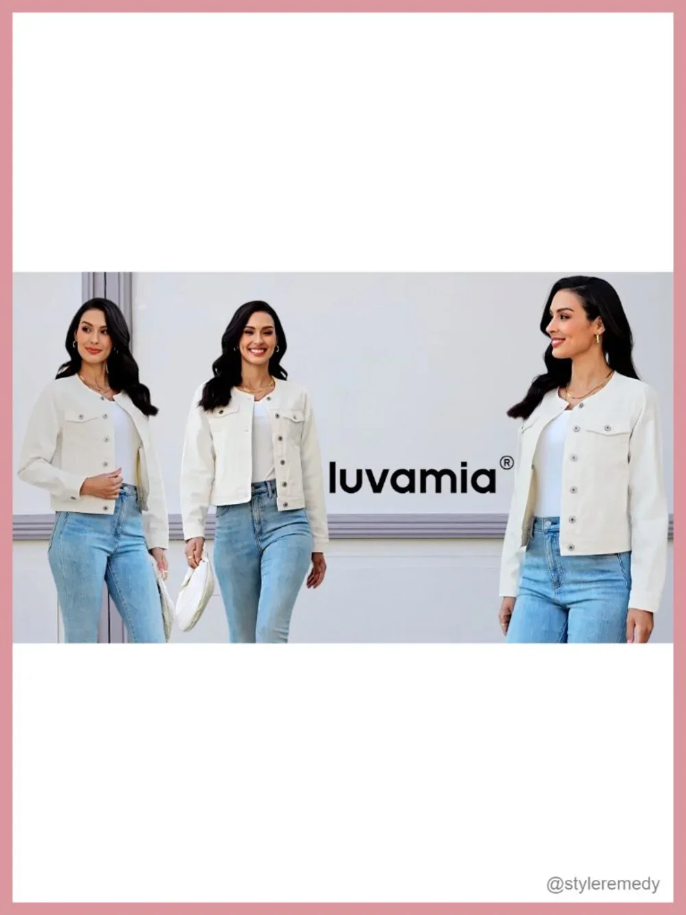Collarless Denim Jacket Women Casual Western Long Sleeve Button Down